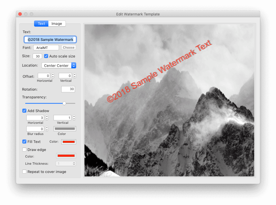 Add copyright symbol in Star Watermark for Mac