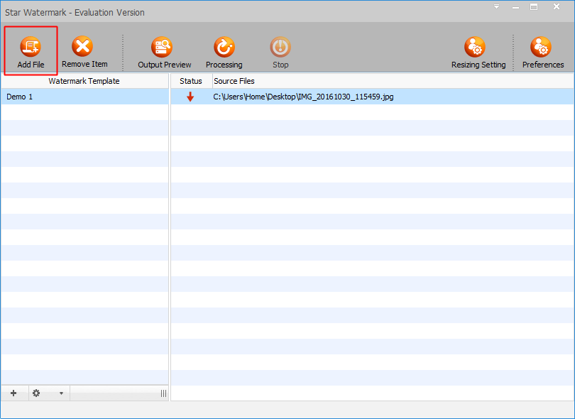 Selecting images to resize in Star Watermark for Windows